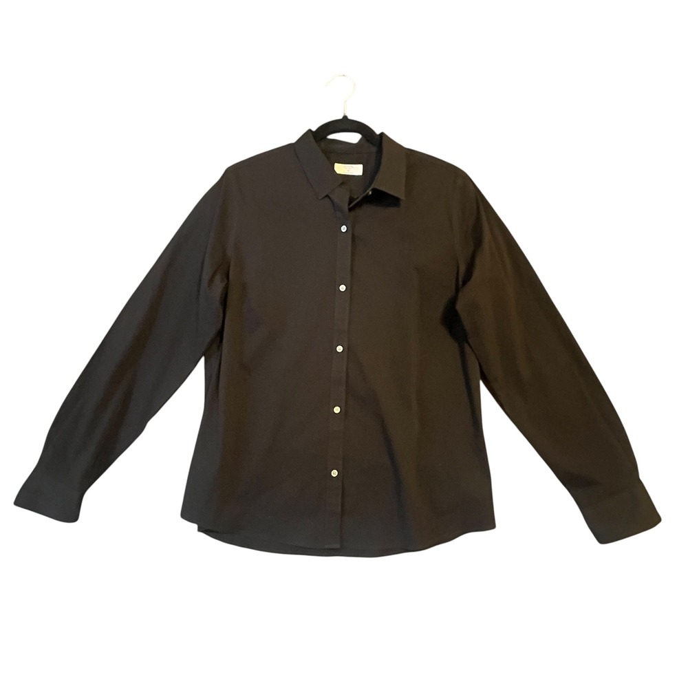 UNTUCKit Bella Button Down Shirt Womens 12 Black Stretch Cotton Career 40190